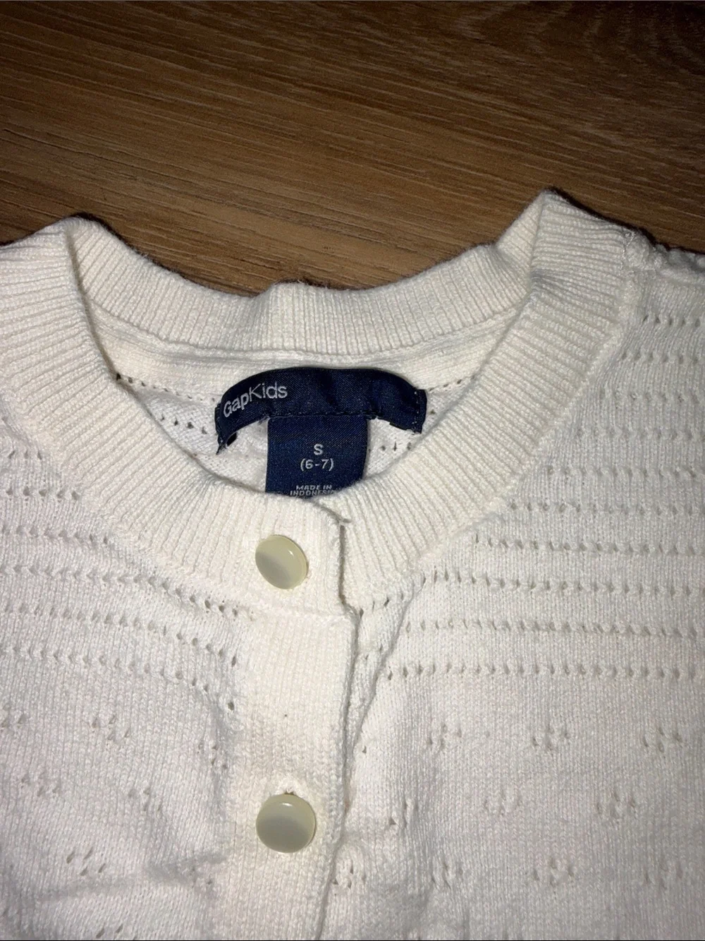 GAP Cream Eyelet Knit Button-Front Cardigan